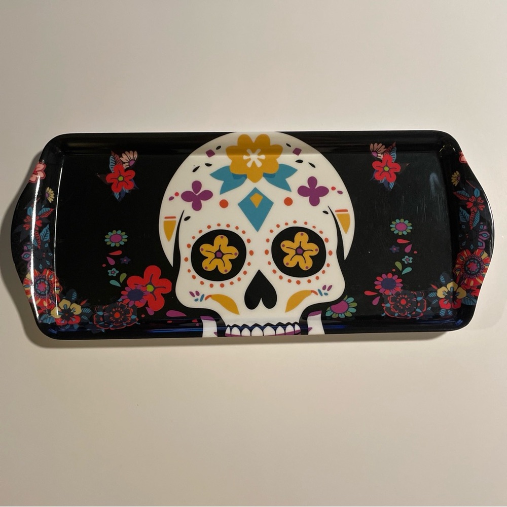 Day Of The Dead Sugar Skull Melamine Tray w/ Handles 14”x6” New